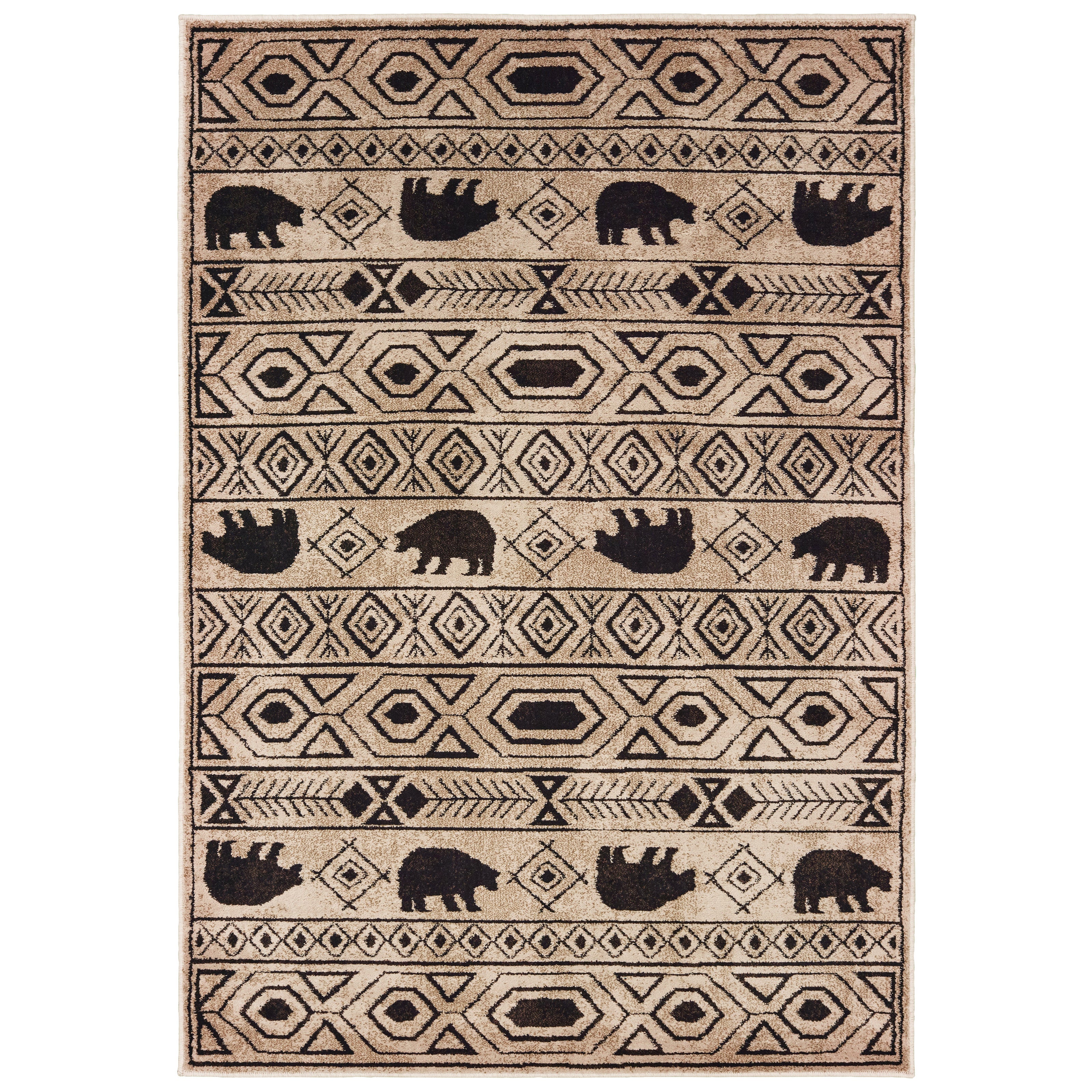 Oriental Weavers Woodlands 9651A Ivory/Black Area Rug